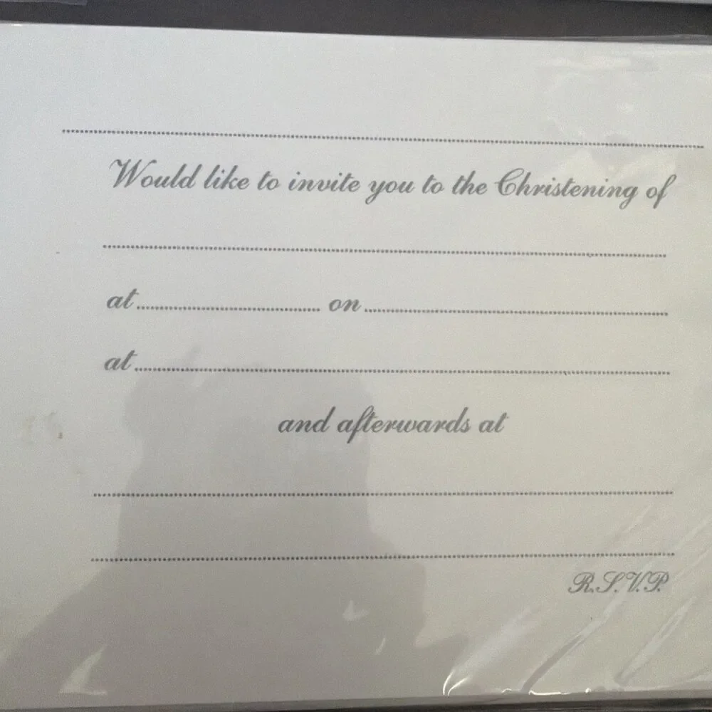 Caspari Christening Invitations Thermography 20 Cards Envelopes 2 Packs NOS New
